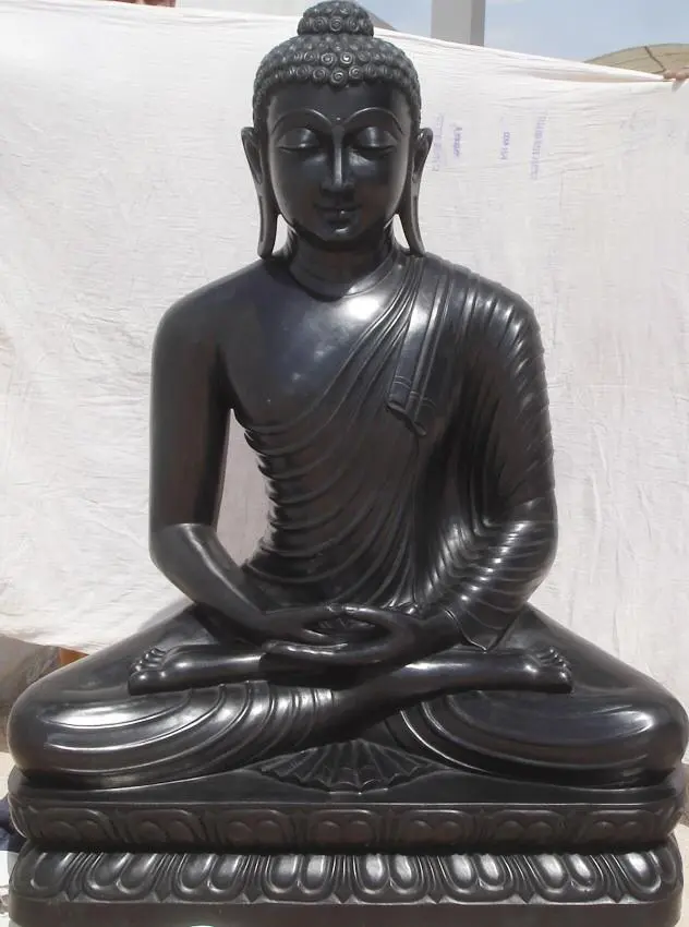 Black Marble Buddha Statue